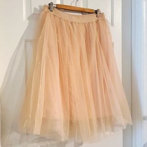 Plus Sized Pearl Detail Tulle Skirt